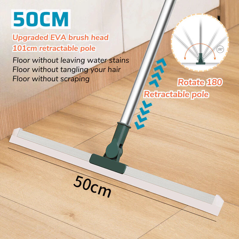 Floor Window Wiper Scraper 180 Degrees Rotatable Hand Push Mop Sweeper Broom