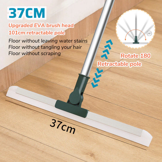 Floor Window Wiper Scraper 180 Degrees Rotatable Hand Push Mop Sweeper Broom